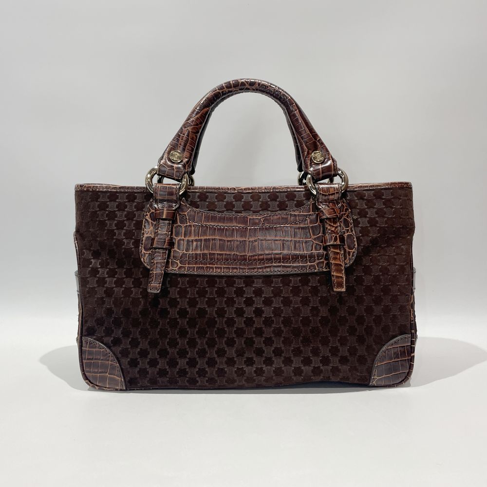 中古AB/使用感小】CELINE セリーヌ ブギーバッグ マカダム 型押し レディース トートバッグ 134023CGN ブラウン20484886