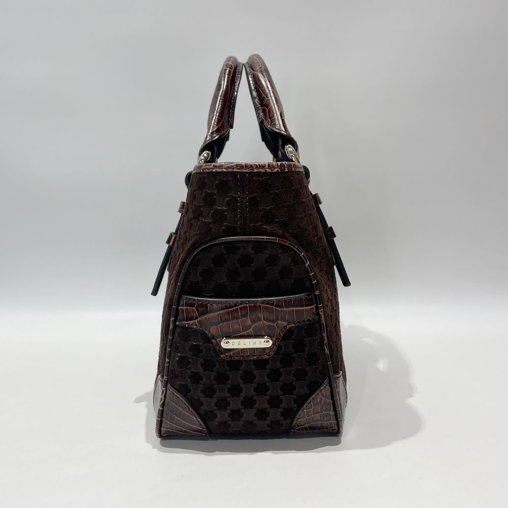 中古AB/使用感小】CELINE セリーヌ ブギーバッグ マカダム 型押し レディース トートバッグ 134023CGN ブラウン20484886