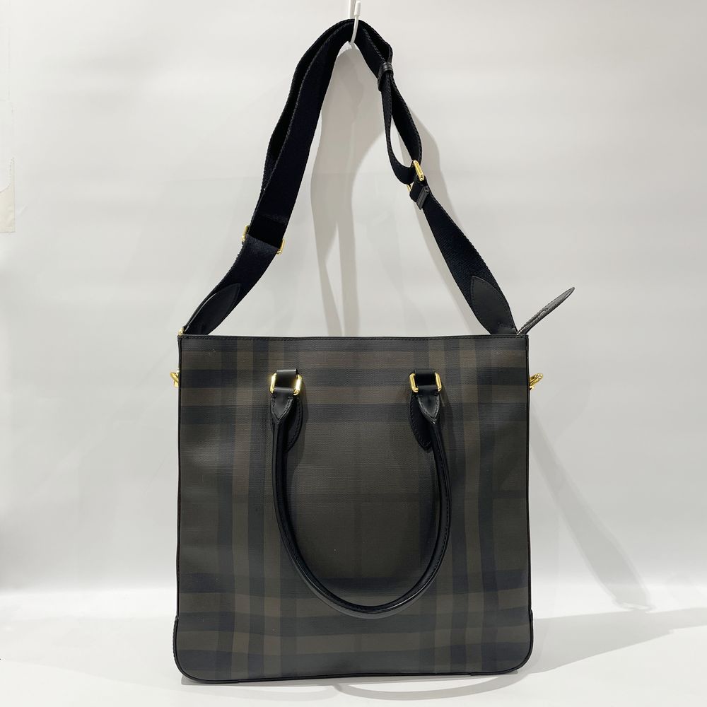 BURBERRY(バーバリー) チェック 2WAY トートバッグ PVC/レザー メンズ【中古B】20240825