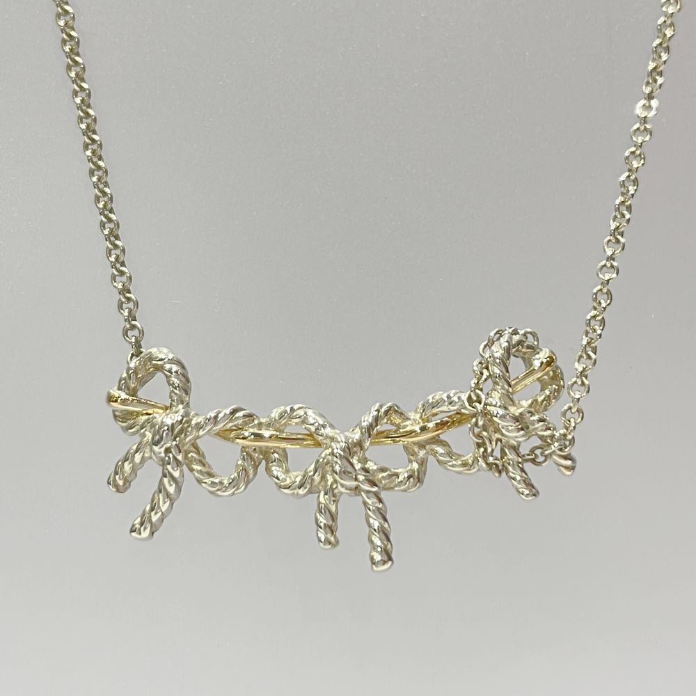 TIFFANY&Co.(ティファニー) トリプルリボン コンビ ネックレス シルバー925/K18イエローゴールド レディース【中古AB】20240305