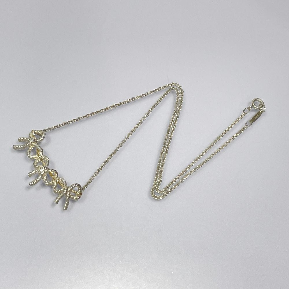 中古AB/使用感小】TIFFANY&Co. ティファニー トリプルリボン コンビ シルバー925 K18YG レディース ネックレス シルバー ×ゴールド20485047