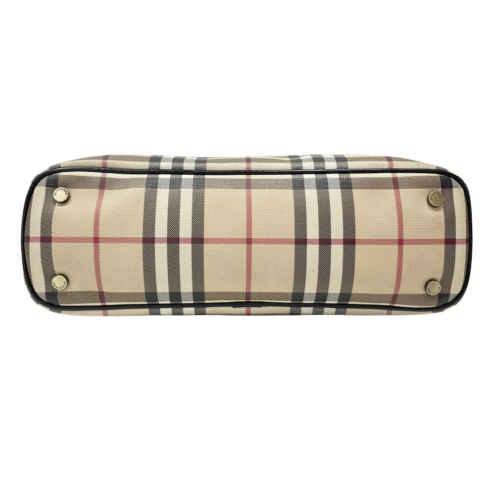 BURBERRY(バーバリー) ロンドン ロゴ チェック トートバッグ PVC/レザー レディース【中古B】20240810