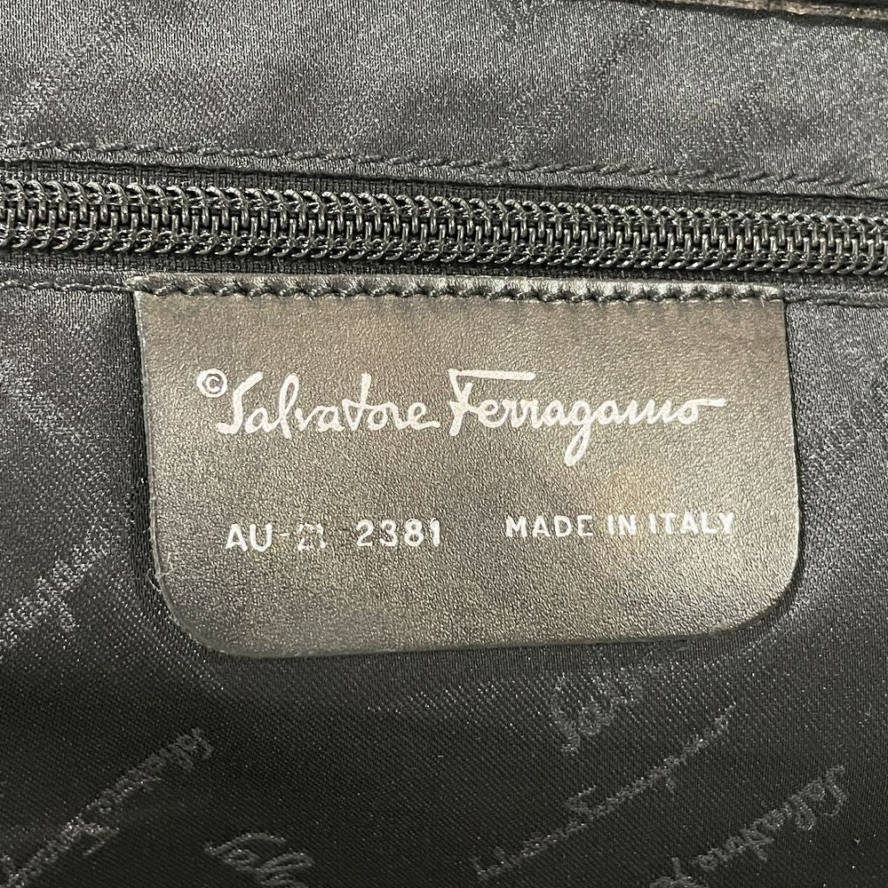 Salvatore Ferragamo(サルヴァトーレフェラガモ) ロゴプレート ガンチーニ 総柄 AU-21 2381 トートバッグ ナイロン/レザー レディース【中古AB】20240810