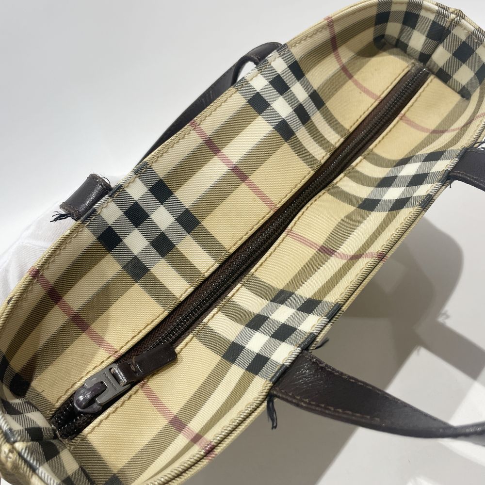 BURBERRY(バーバリー) ロゴ プレート チェック ミニ トートバッグ PVC/レザー 【中古B】20240824