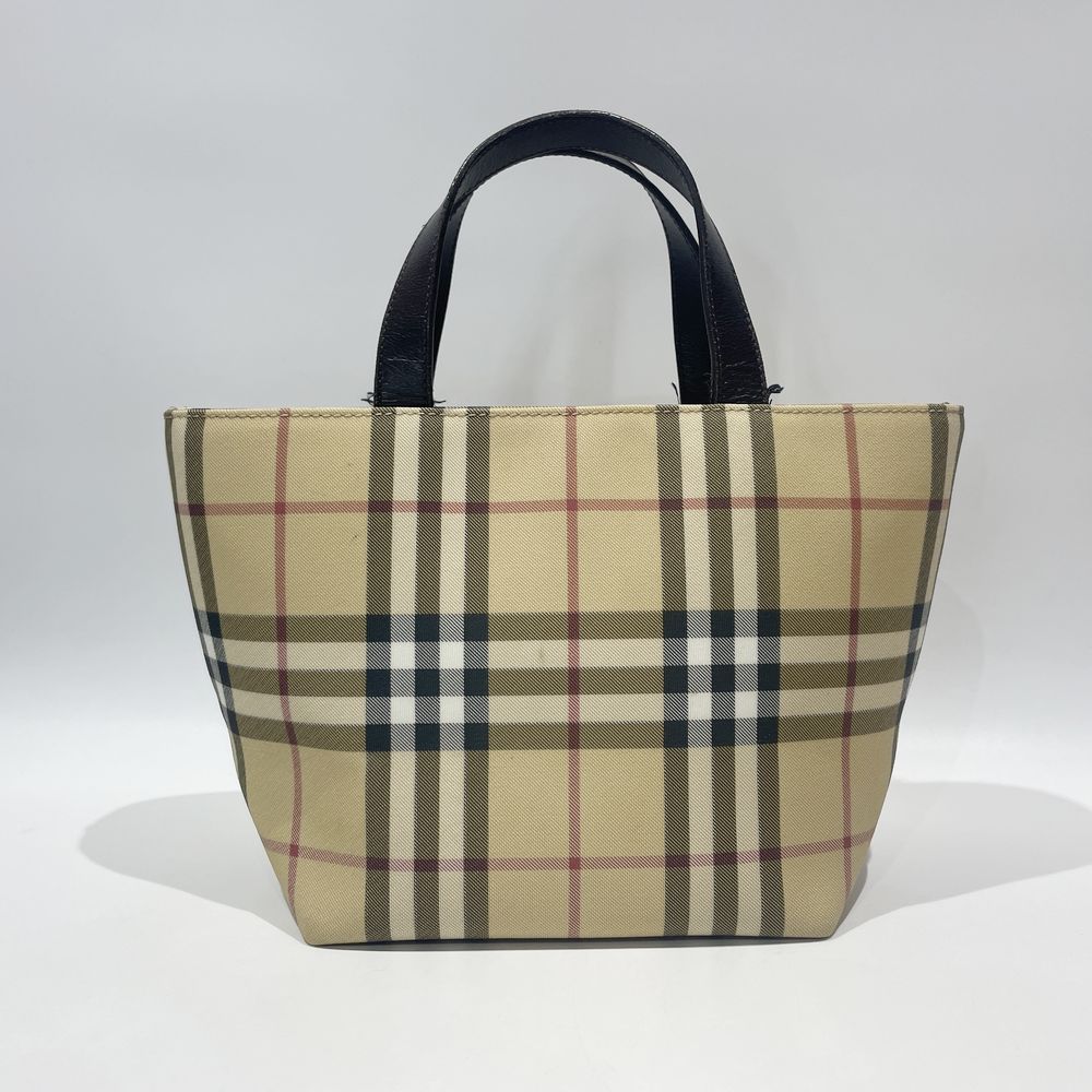 BURBERRY(バーバリー) ロゴ プレート チェック ミニ トートバッグ PVC/レザー 【中古B】20240824