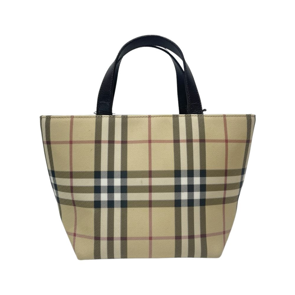 BURBERRY(バーバリー) ロゴ プレート チェック ミニ トートバッグ PVC/レザー 【中古B】20240824