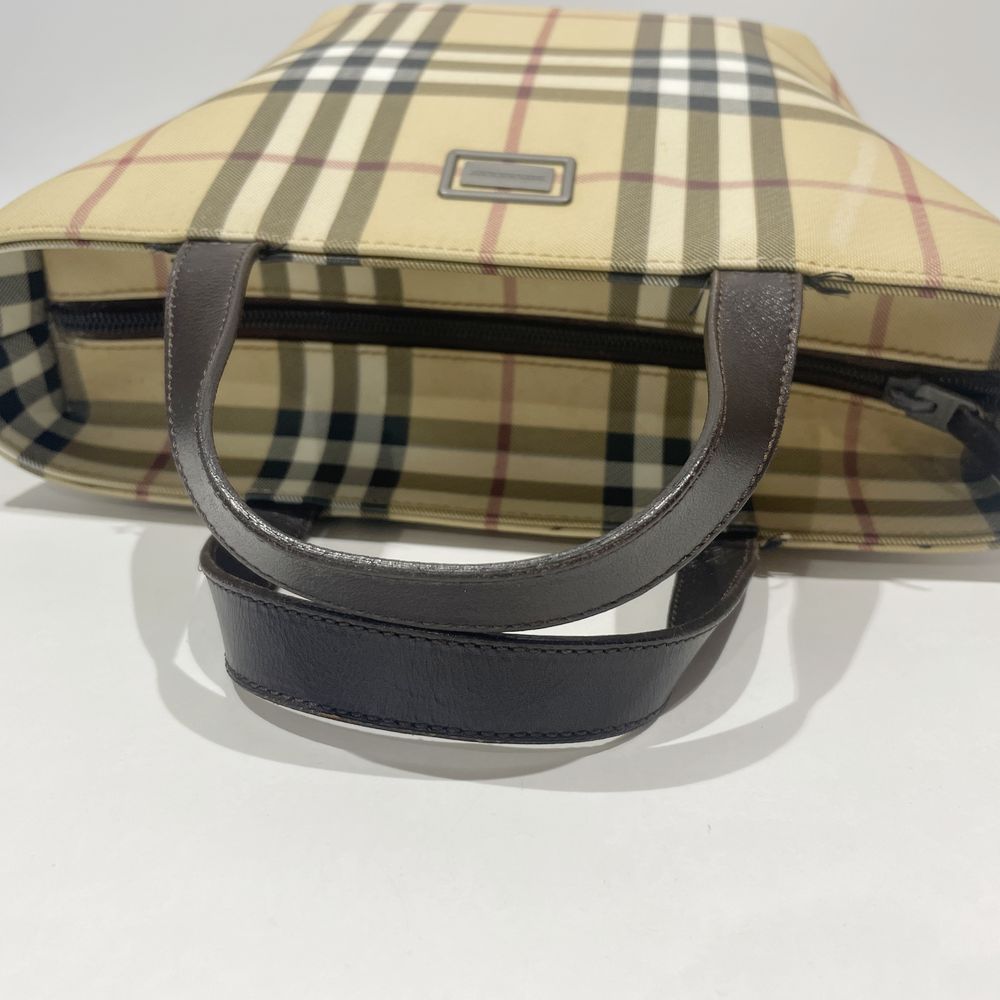 BURBERRY(バーバリー) ロゴ プレート チェック ミニ トートバッグ PVC/レザー 【中古B】20240824