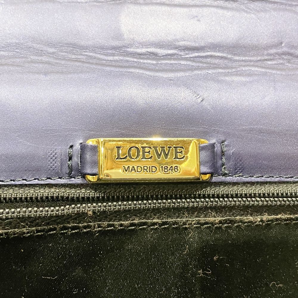 LOEWE(ロエベ) 【レア】台形 ミニ チェーン カラーストーン チャーム 斜め掛け 光沢感 ヴィンテージ ショルダーバッグ レザー レディース【中古B】20240901