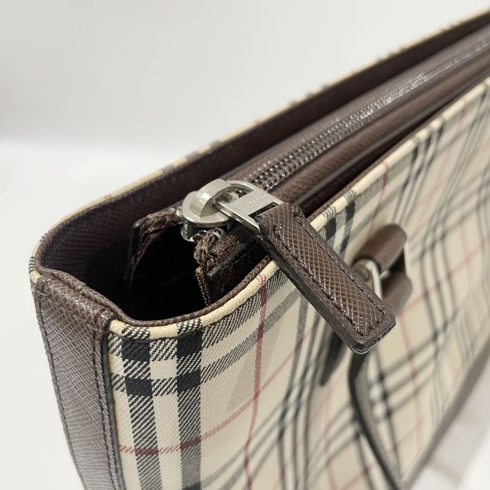 BURBERRY(バーバリー) ロゴ チェック トートバッグ キャンバス/レザー レディース【中古AB】20240824