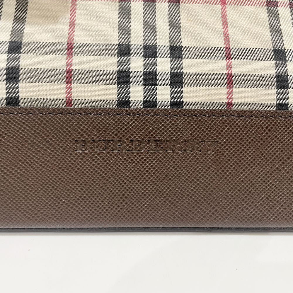 BURBERRY(バーバリー) ロゴ チェック トートバッグ キャンバス/レザー レディース【中古AB】20240824