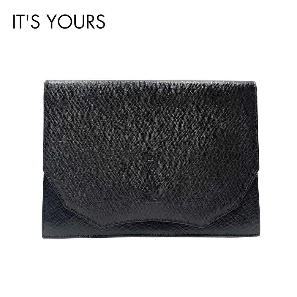 YVES SAINT LAURENT(イヴ・サンローラン) YSL ロゴ スクエア オールド ヴィンテージ クラッチバッグ レザー レディース【中古AB】20231202