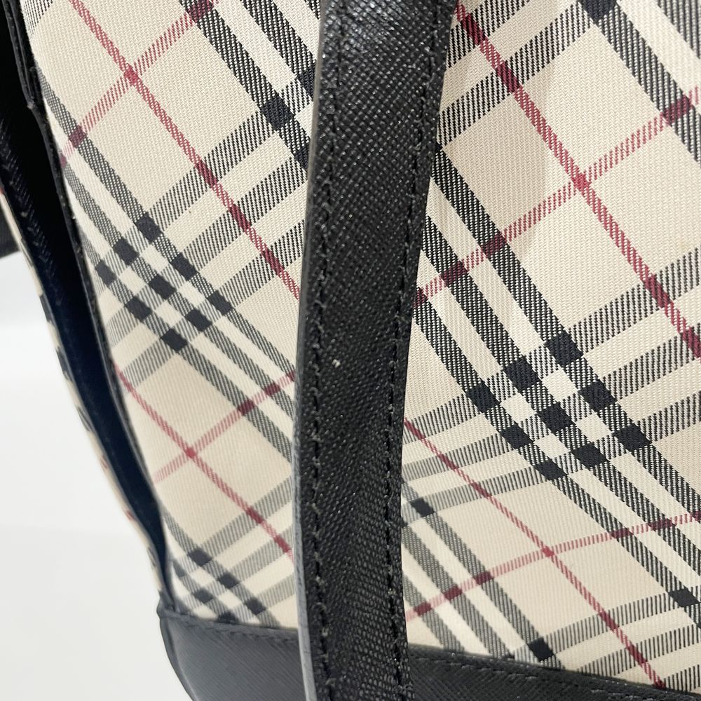 BURBERRY(バーバリー) ロゴ チェック サイドポケット トートバッグ キャンバス/レザー レディース【中古AB】20240824