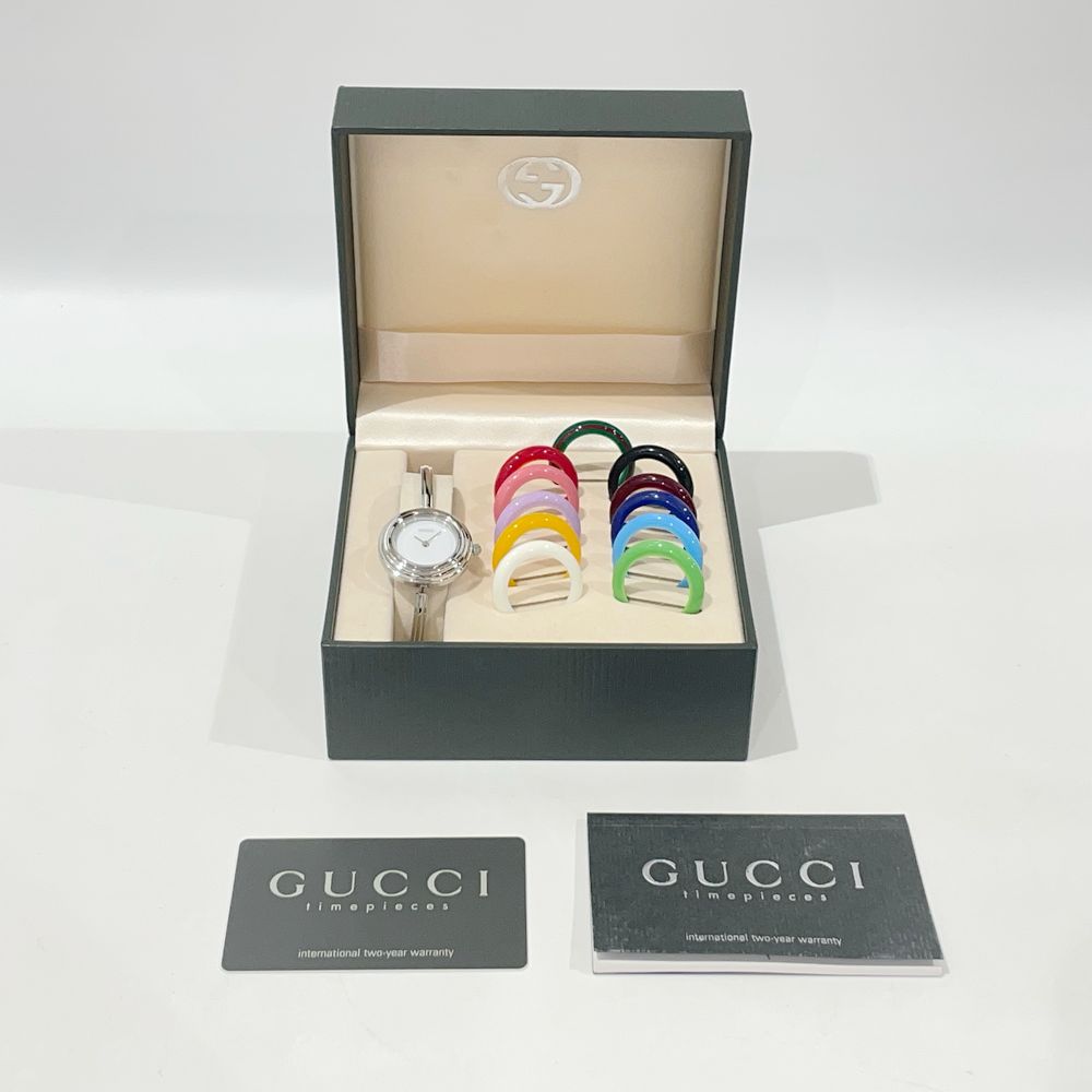 中古AB/使用感小】GUCCI グッチ チェンジベゼル クオーツ レディース 腕時計 11/12.2L シルバー20487204