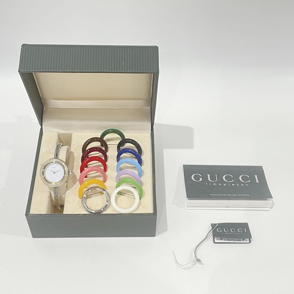 中古AB/使用感小】GUCCI グッチ チェンジベゼル クオーツ レディース 腕時計 11/12.2L シルバー20487212