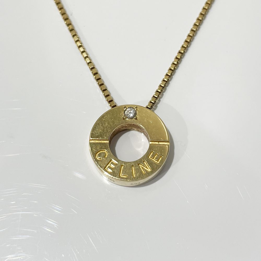 CELINE(セリーヌ) サークルロゴ ダイヤ 0.03ct ネックレス K18イエローゴールド レディース【中古】20240820