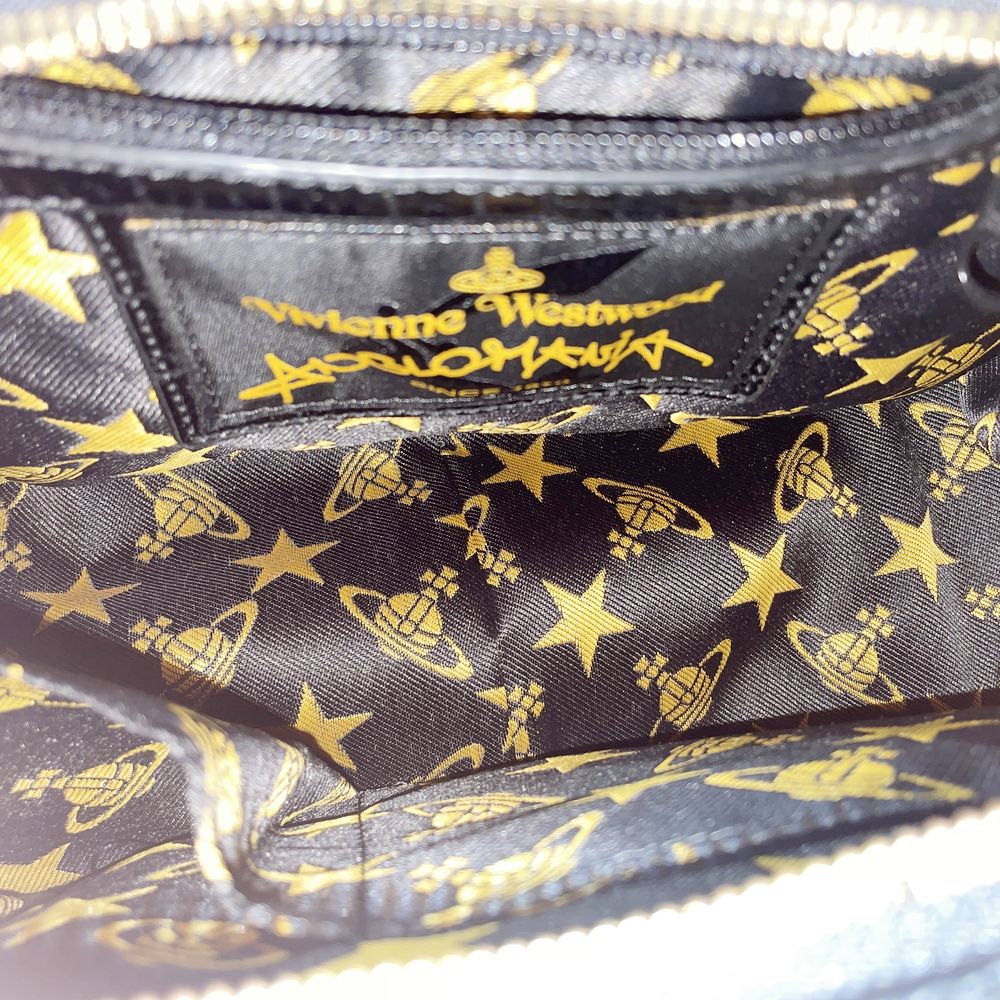 中古A/美品】Vivienne Westwood ANGLOMANIA ヴィヴィアンウエストウッド アングロマニア 【定番人気】オーブ 型押し  レディース ハンドバッグ ブラック20488137