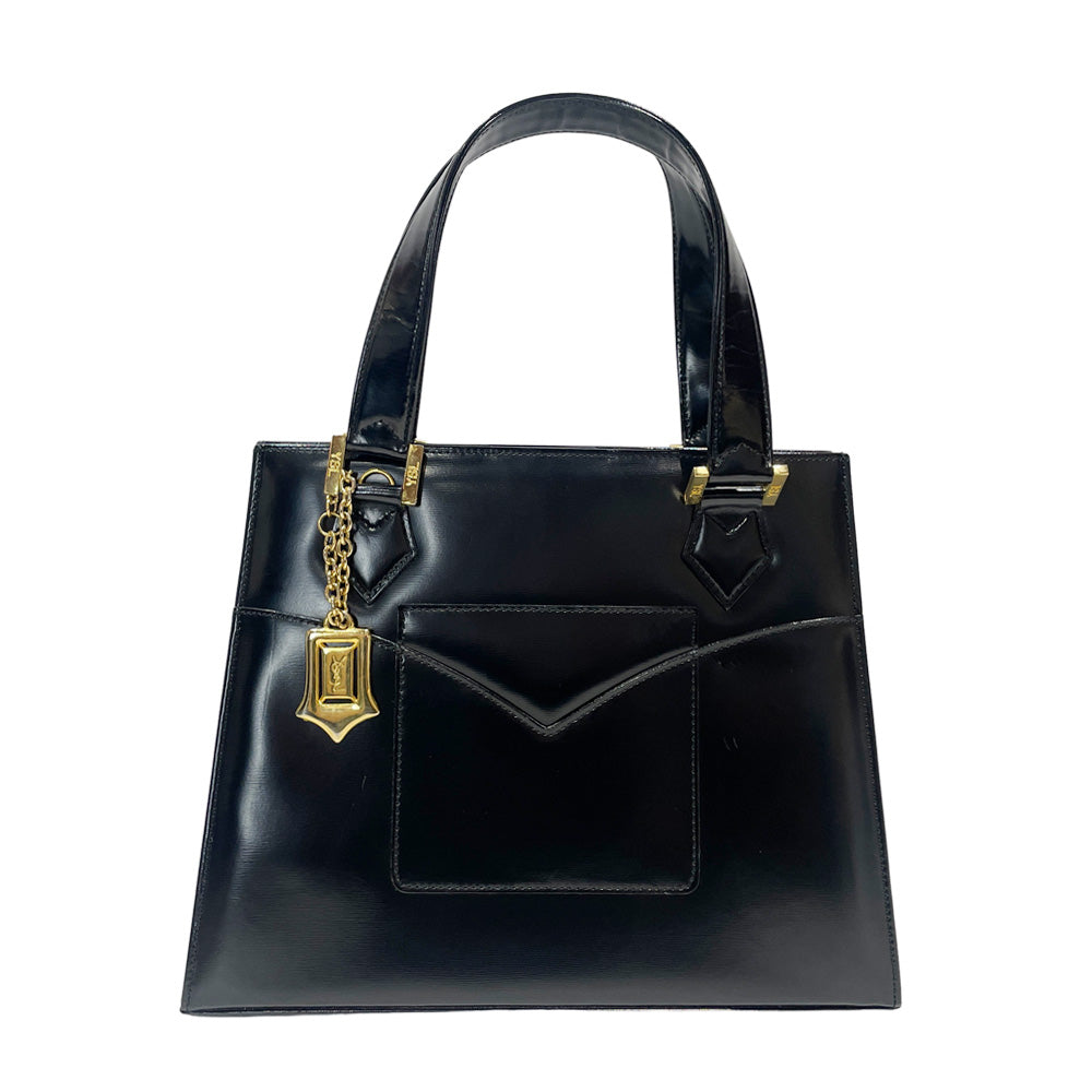 YVES SAINT LAURENT(イヴ・サンローラン) ロゴ 金具 チャーム ヴィンテージ ハンドバッグ レザー レディース【中古AB】20240901