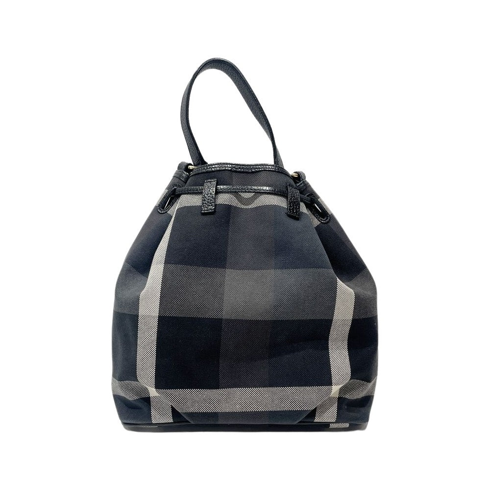 BURBERRY(バーバリー) クレストブリッジ チェック 巾着 ハンドバッグ キャンバス/レザー レディース【中古B】20240901