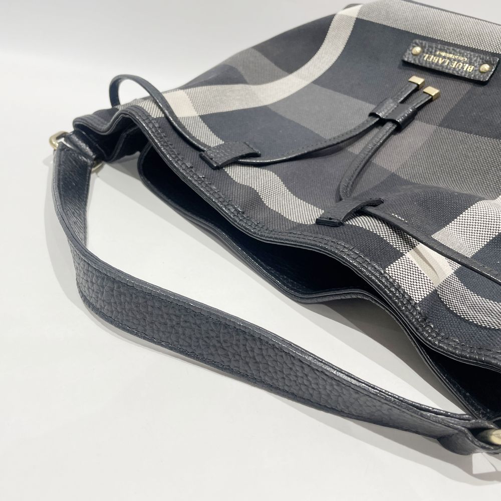 BURBERRY(バーバリー) クレストブリッジ チェック 巾着 ハンドバッグ キャンバス/レザー レディース【中古B】20240901