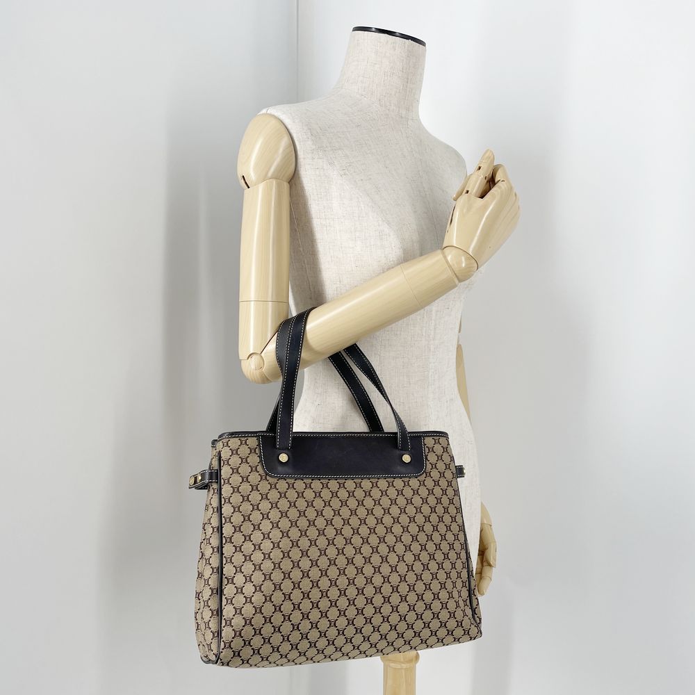 CELINE(セリーヌ) マカダム ミニ サイドベルト ヴィンテージ ハンドバッグ キャンバス/レザー レディース【中古B】20240901