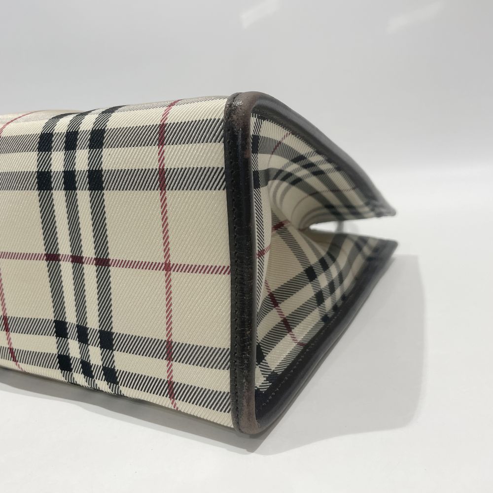 BURBERRY(バーバリー) ロゴ プレート チェック スクエア型 ミニ トートバッグ キャンバス/レザー レディース【中古B】20240825