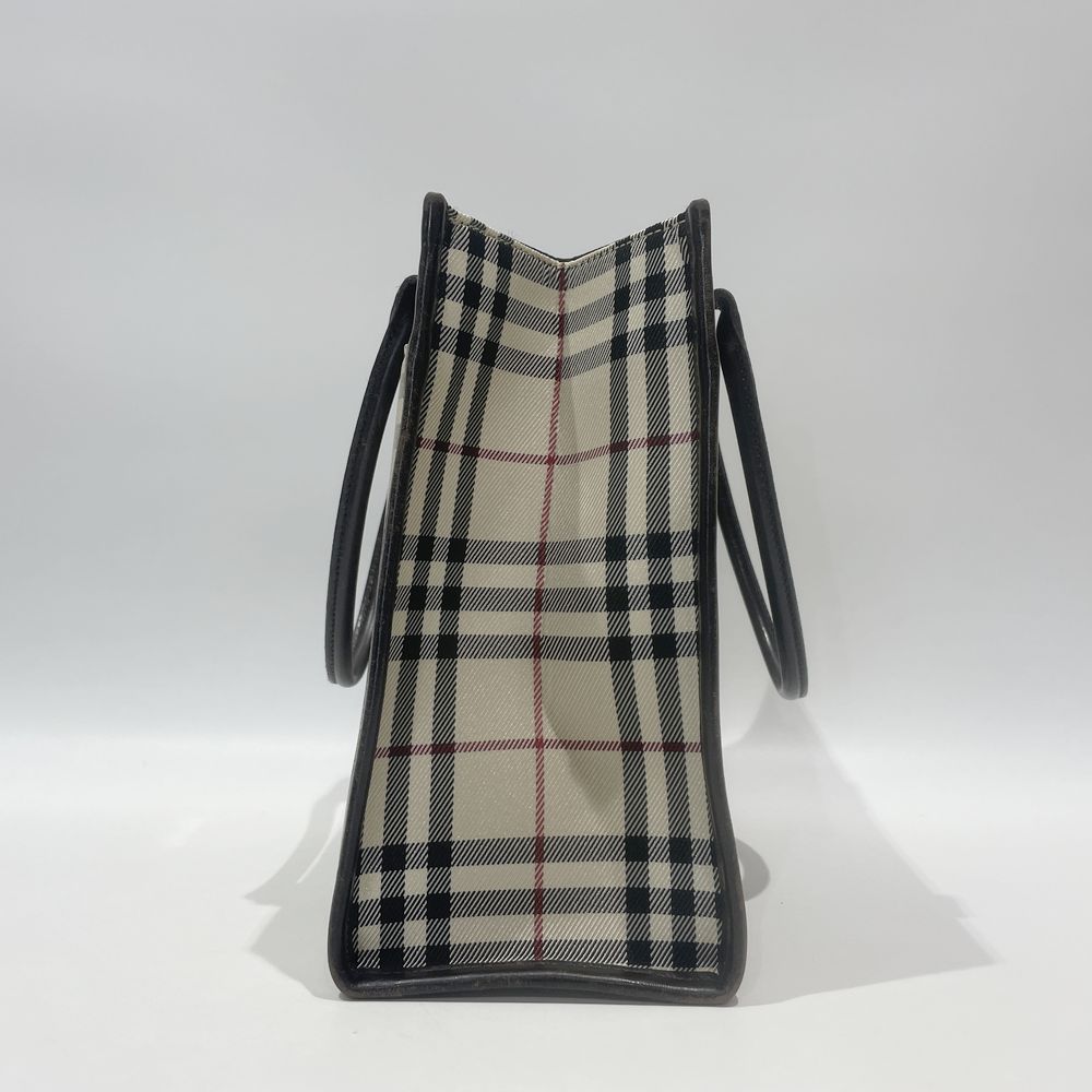 BURBERRY(バーバリー) ロゴ プレート チェック スクエア型 ミニ トートバッグ キャンバス/レザー レディース【中古B】20240825