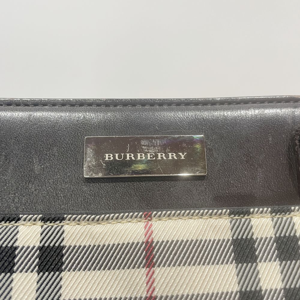 BURBERRY(バーバリー) ロゴ プレート チェック スクエア型 ミニ トートバッグ キャンバス/レザー レディース【中古B】20240825