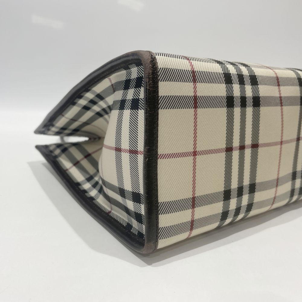 BURBERRY(バーバリー) ロゴ プレート チェック スクエア型 ミニ トートバッグ キャンバス/レザー レディース【中古B】20240825