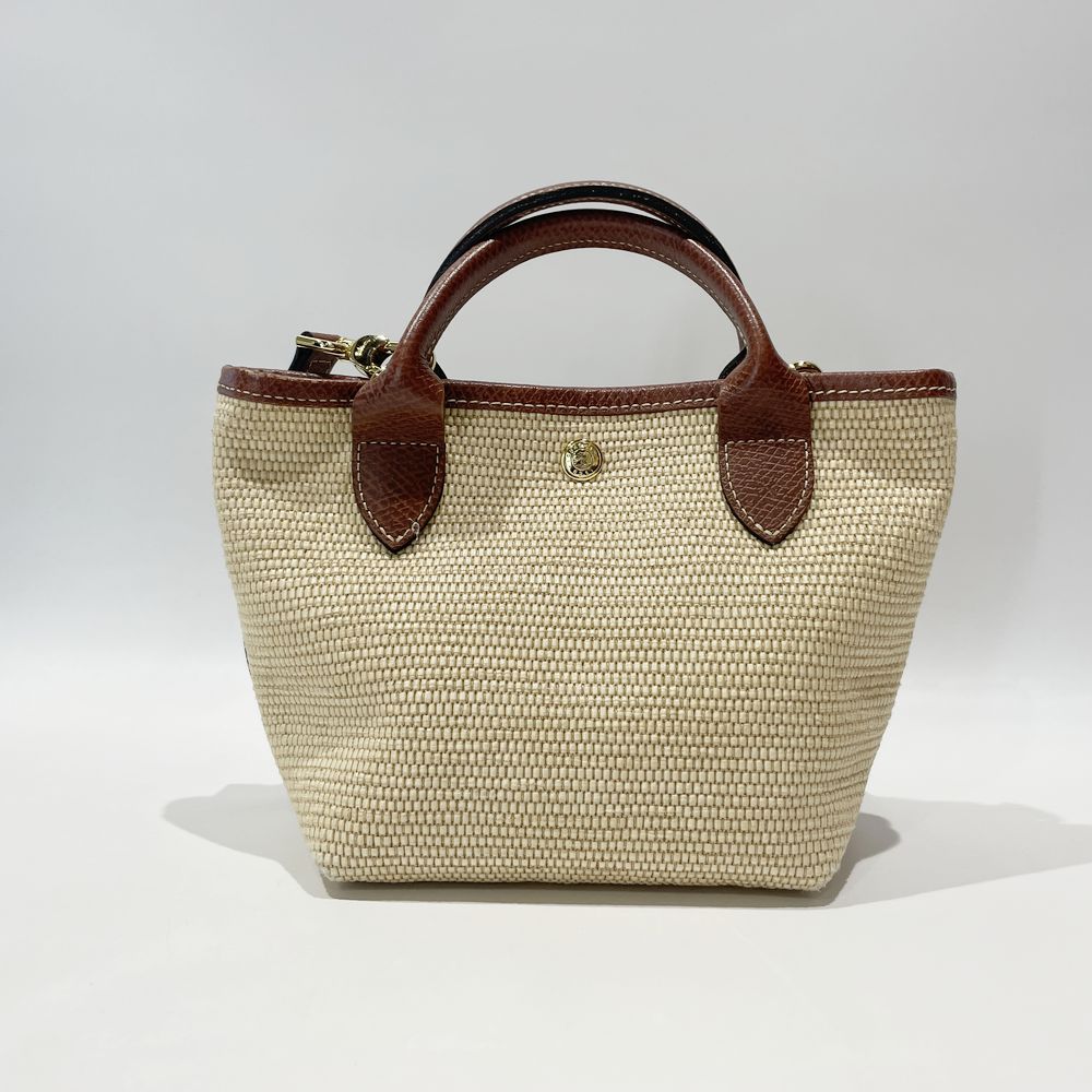 Longchamp(ロンシャン) ル・プリアージュ XS パリ サントロペ バケット 2WAY 10162 HYT 0035 トートバッグ ストロー/レザー レディース【中古B】20240901