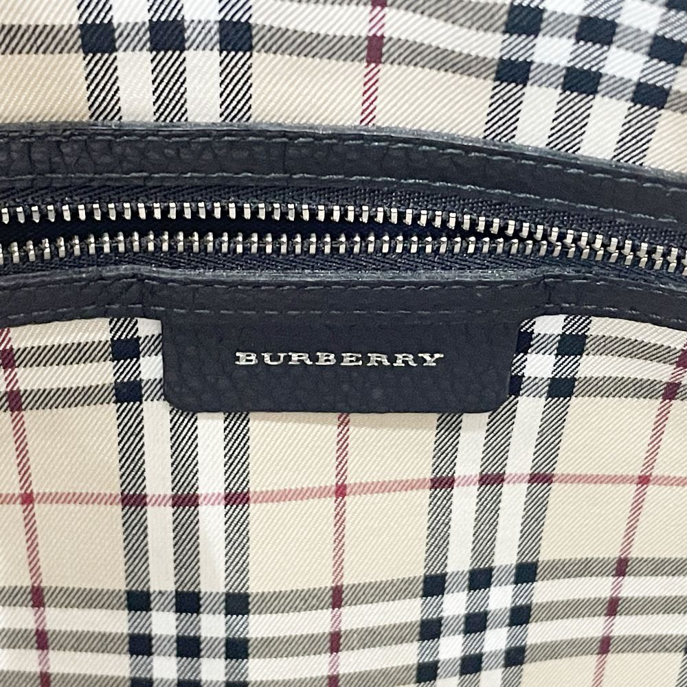 BURBERRY(バーバリー) ロゴ 内部チェック サイドボタン ボストンバッグ レザー レディース【中古AB】20240901