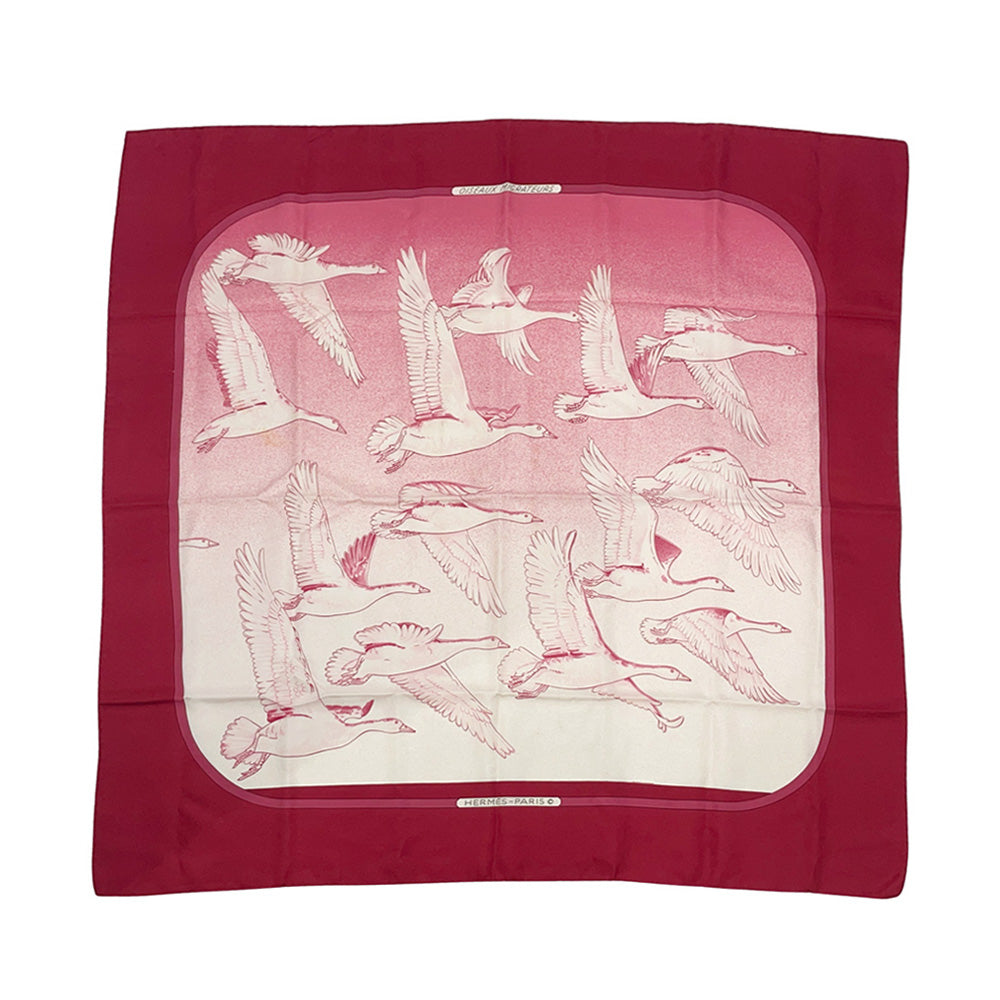 HERMES(エルメス) カレ90 OISEAUX MIGRATEURS 渡り鳥 ワントーン 雁 スカーフ シルク ユニセックス【中古B】20240831