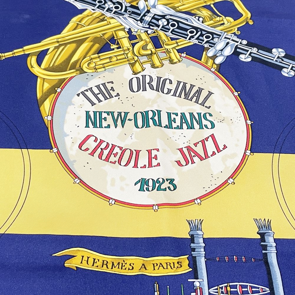 HERMES(エルメス) カレ90 NEW ORLEANS THE ORIGINAL CREOLE JAZZ ニューオリンズ スウィングジャズ スカーフ シルク ユニセックス【中古AB】20240901