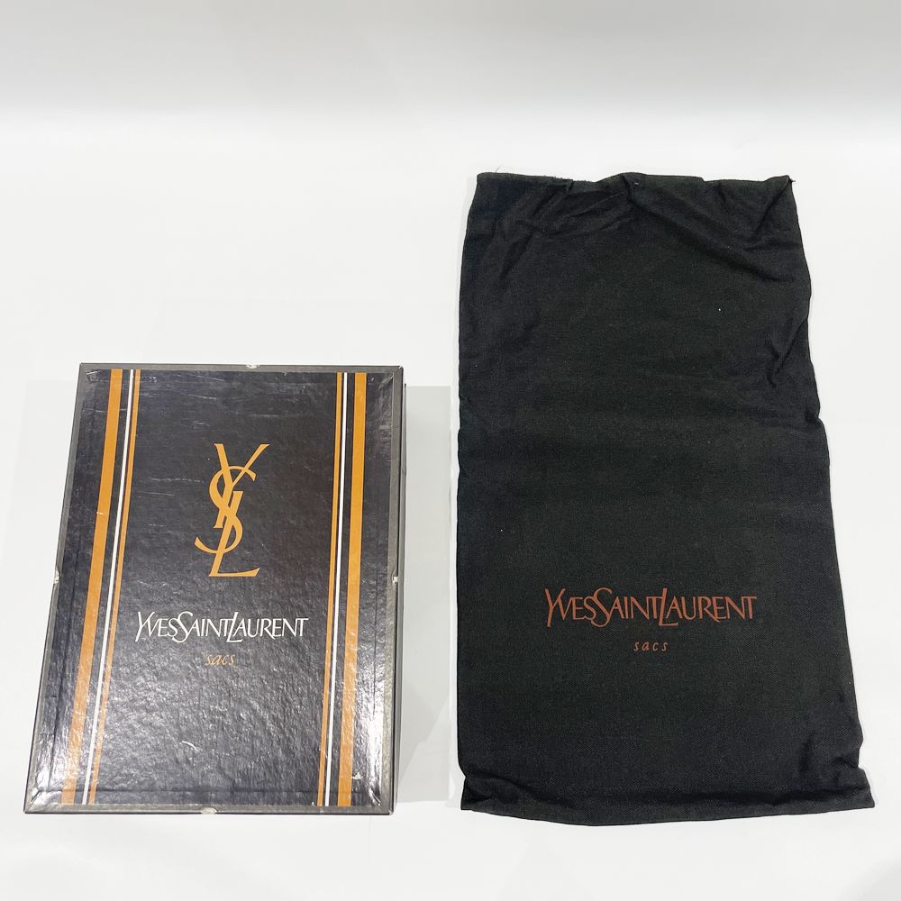 中古B/標準】YVES SAINT LAURENT イヴ・サンローラン YSL ロゴ スクエア オールド ヴィンテージ レディース クラッチバッグ  ブラウン20489622