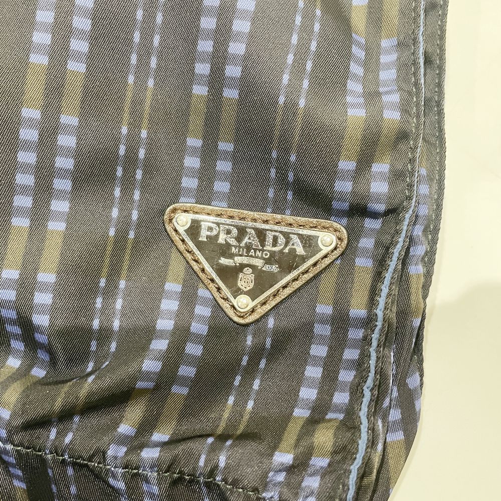 PRADA(プラダ) 三角ロゴ チェック テスート トートバッグ ナイロン/レザー ユニセックス【中古AB】20240908