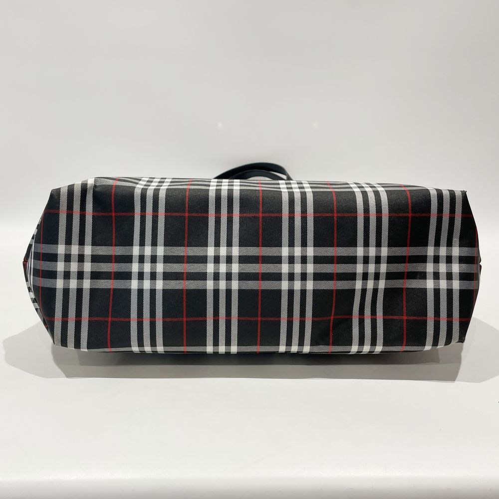 中古B/標準】BURBERRY バーバリー ロンドン ロゴ ボタン チェック レディース トートバッグ ブラック20489641