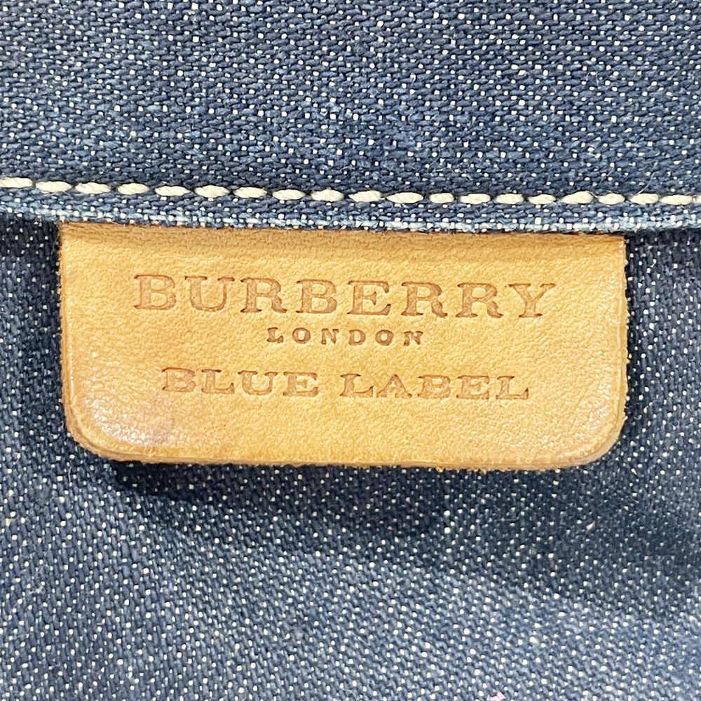 中古B/標準】BURBERRY BLUE LABEL バーバリーブルーレーベル 刺繍 ロゴ チェック レディース ハンドバッグ ブルー20489642