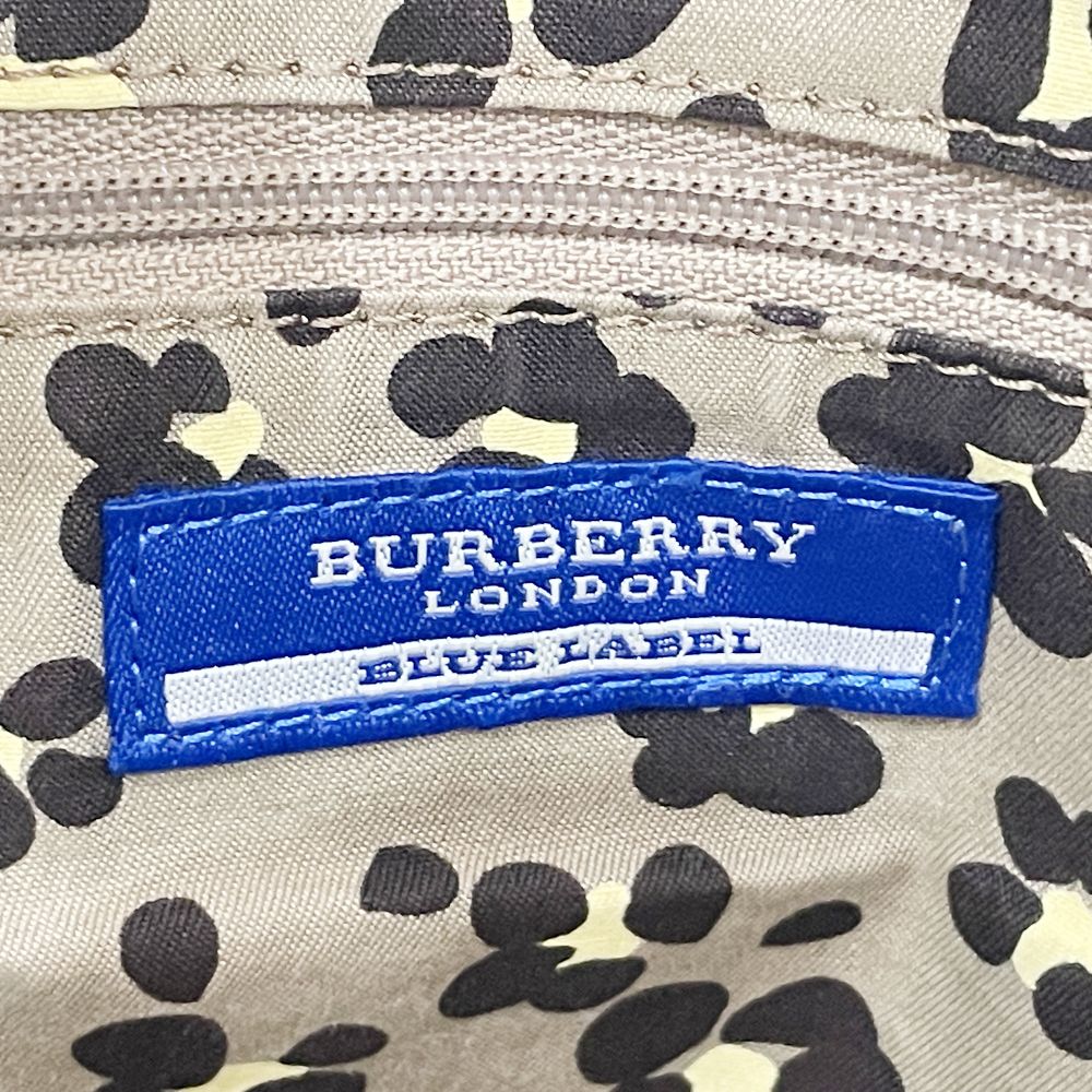 BURBERRY BLUE LABEL(バーバリーブルーレーベル) ロゴ プレート 内部花柄 トートバッグ デニム/レザー レディース【中古B】20240903