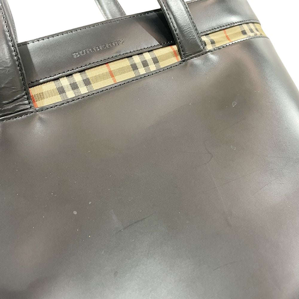 BURBERRY(バーバリー) ロゴ 内部チェック バケツ型 ハンドバッグ レザー レディース【中古B】20240903