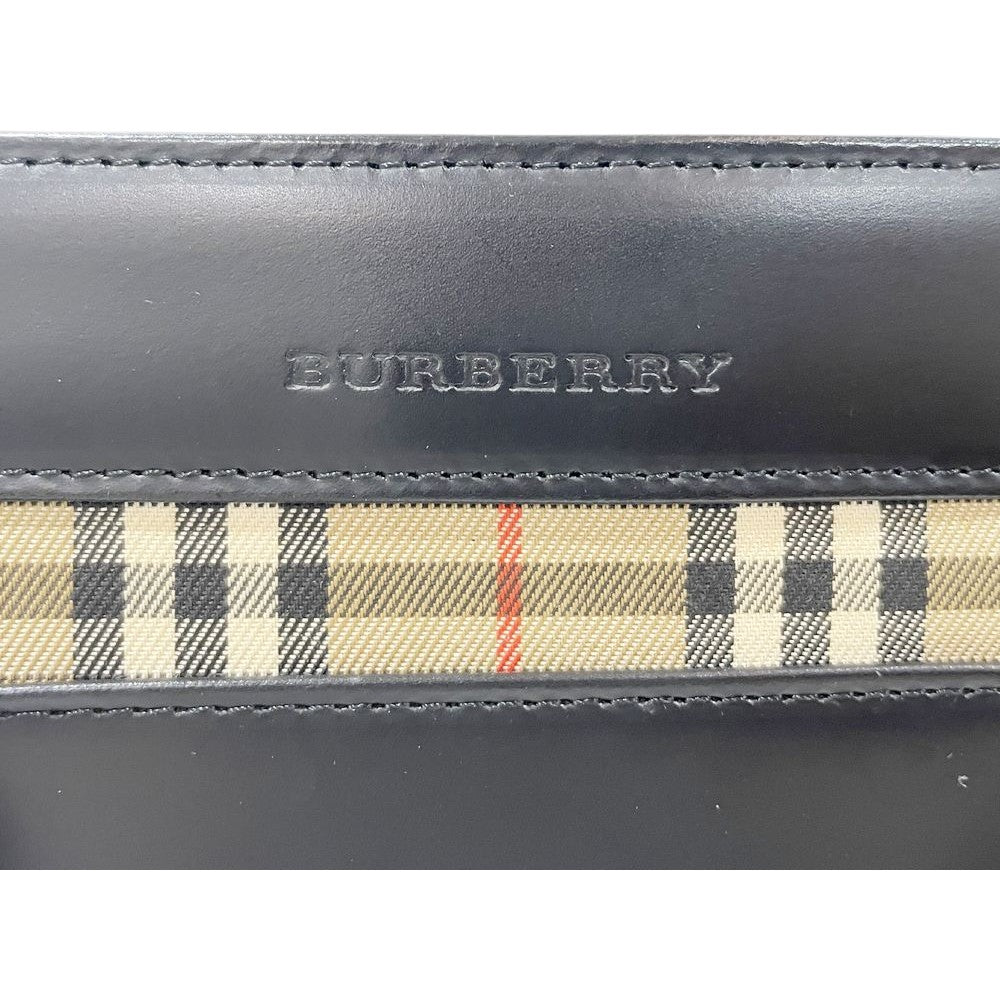 BURBERRY(バーバリー) ロゴ 内部チェック バケツ型 ハンドバッグ レザー レディース【中古B】20240903