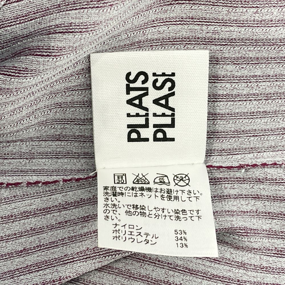 中古AB/使用感小】PLEATS PLEASE プリーツプリーズ イッセイミヤケ A-POC エイポック ストライプ カットアウト サイズ3  レディース カットソー PP54LK922 パープル20489691