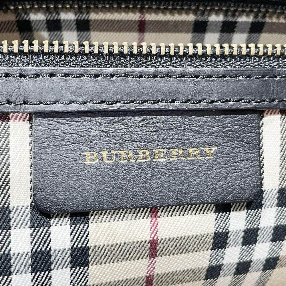 BURBERRY(バーバリー) ロゴ 内部チェック 肩掛け トートバッグ レザー レディース【中古B】20240922