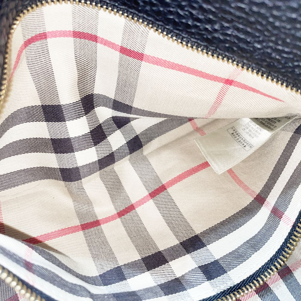 中古AB/使用感小】Burberry Prorsum バーバリープローサム ロゴ 内部チェック 肩掛け レディース ショルダーバッグ  ブラック20490147