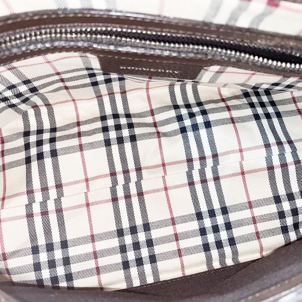 BURBERRY(バーバリー) ロゴ 内部チェック ワンショルダー 肩掛け ショルダーバッグ レザー レディース【中古B】20240922