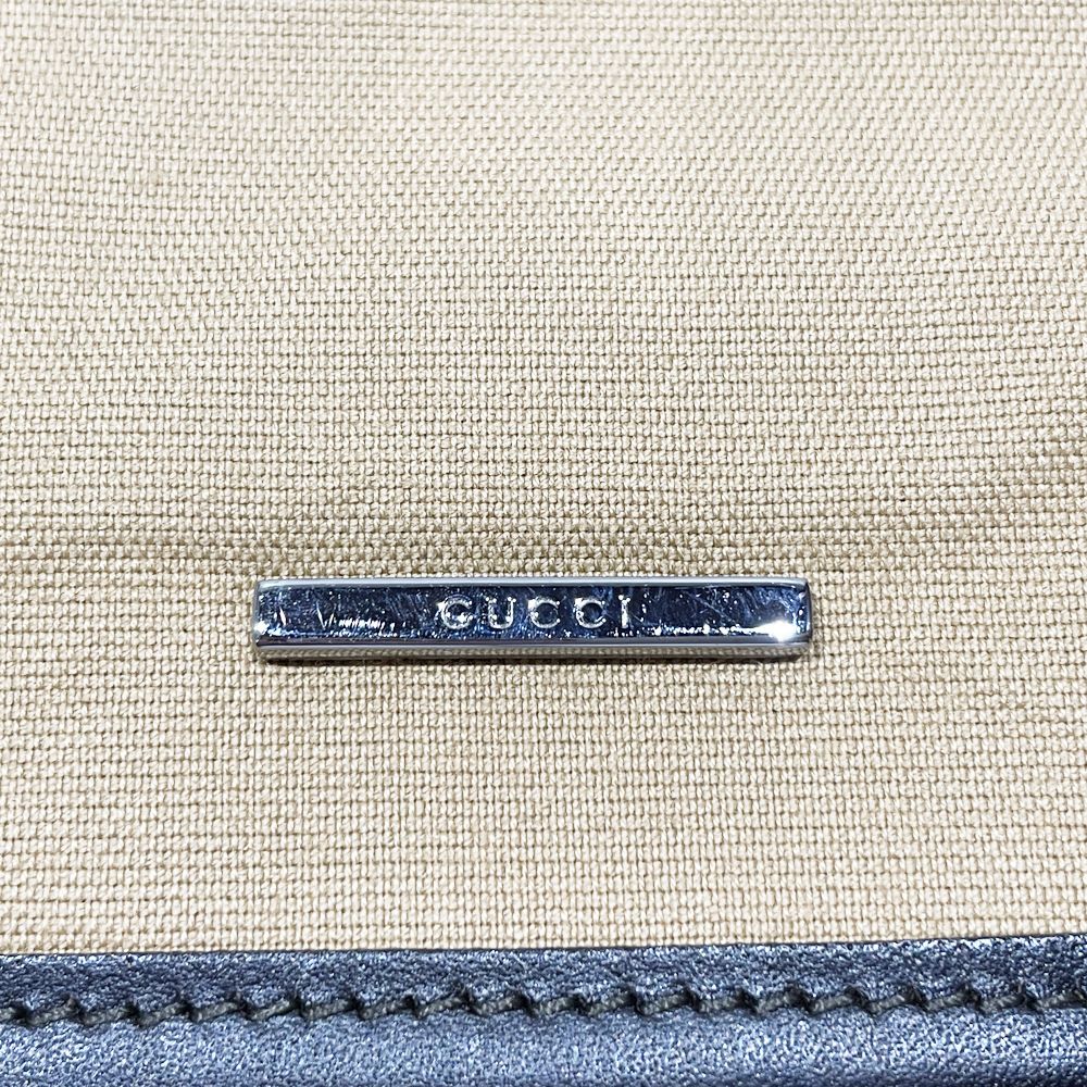 GUCCI(グッチ) ロゴ プレート シェリーライン 肩掛け ヴィンテージ 001.4321 ショルダーバッグ キャンバス/レザー レディース【中古AB】