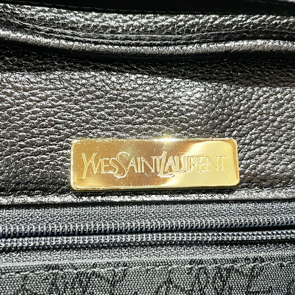 中古AB/使用感小】YVES SAINT LAURENT イヴ・サンローラン YSL ロゴプレート 斜め掛け ヴィンテージ レディース ショルダーバッグ  ブラック20490155