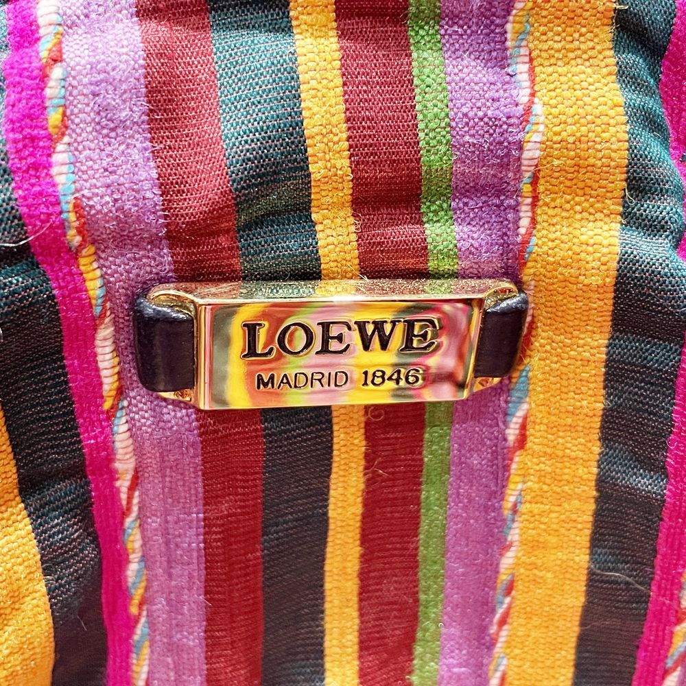 LOEWE(ロエベ) ロゴ ナッパ 持ち手あり バイカラー ミニ ヴィンテージ ポーチ レザー 【中古AB】20240922