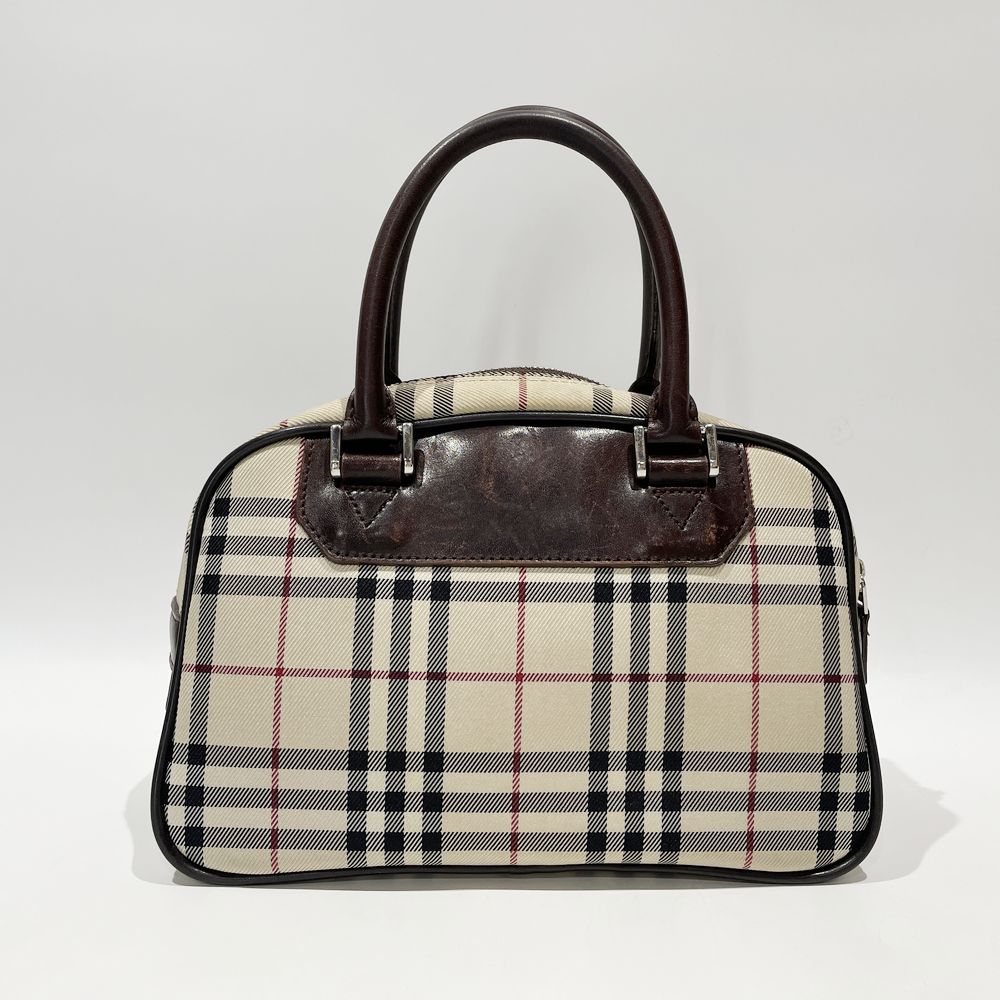 BURBERRY(バーバリー) ロゴ プレート チェック ミニ ハンドバッグ キャンバス/レザー レディース【中古B】20240922