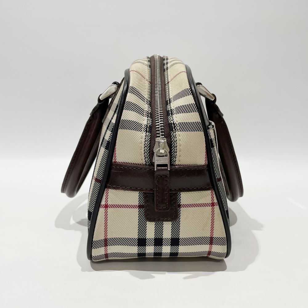 BURBERRY(バーバリー) ロゴ プレート チェック ミニ ハンドバッグ キャンバス/レザー レディース【中古B】20240922