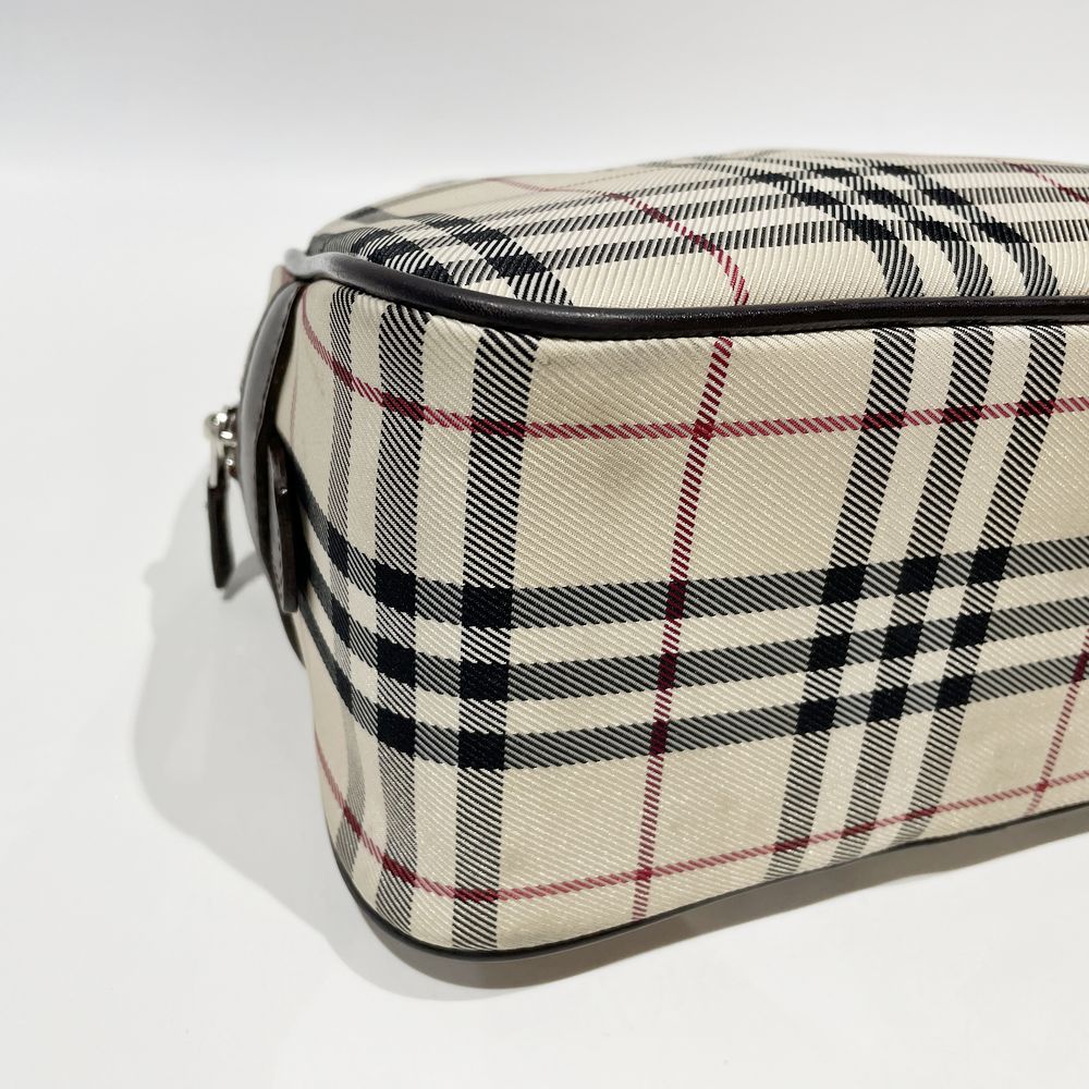 BURBERRY(バーバリー) ロゴ プレート チェック ミニ ハンドバッグ キャンバス/レザー レディース【中古B】20240922