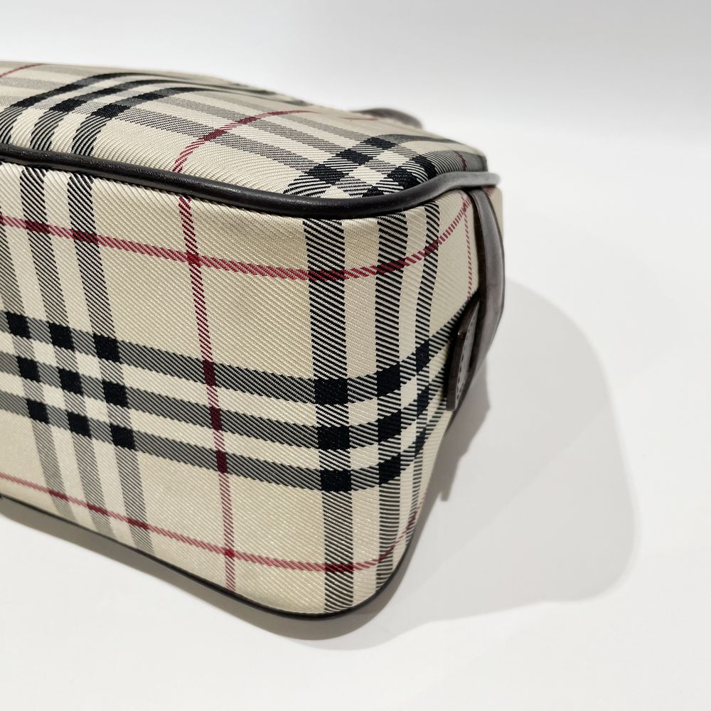 BURBERRY(バーバリー) ロゴ プレート チェック ミニ ハンドバッグ キャンバス/レザー レディース【中古B】20240922